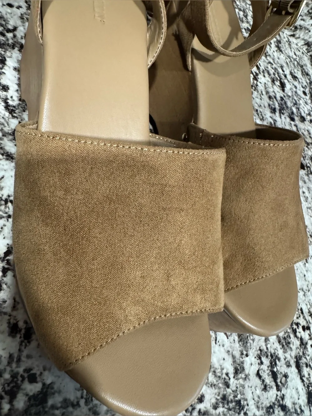 Tan platform wedge sandals